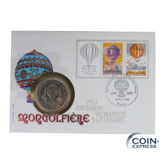 1 Crown Gedenkmünze Isle of Man 1983 - Bemannte Luftfahrt Numisbrief