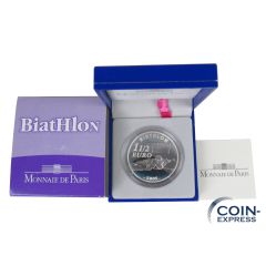 1 1/2 Euro Gedenkmünze Frankreich 2005 - Olympia Biathlon