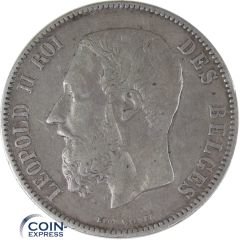 5 Francs Münze Belgien 1874 Leopold II.