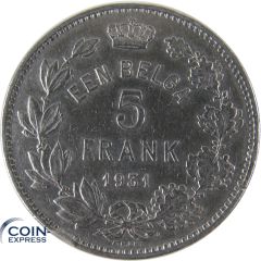 5 Francs Münze Belgien 1931 - Albert König der Belgen 5 Francs Münze Belgien 1931 - Albert König der Belgen