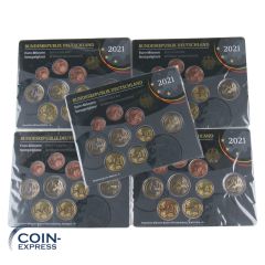 Euro Kursmünzensätze Deutschland 2021 ST ADFGJ