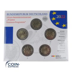 2 Euro Gedenkmünzenset Deutschland 2022 ST - Erasmus-Programm