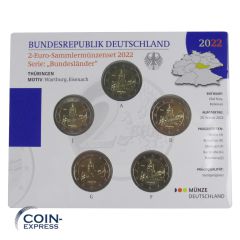 2 Euro Gedenkmünzenset Deutschland 2022 ST - Wartburg Eisenach