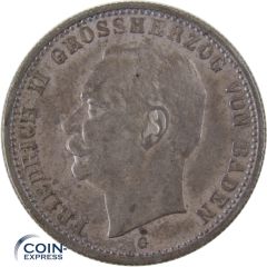 2 Mark Münze Baden 1913 G Friedrich II.