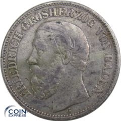 2 Mark Münze Baden 1888 G Friedrich