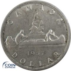 1 Dollar Münze Kanada 1957 - Pelzhändler und Indianerkanu