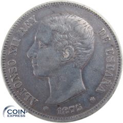 5 Pesetas Spanien 1875 Alfonso XII