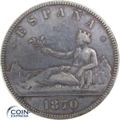 5 Pesetas Spanien 1870 Provisional Gouvernment