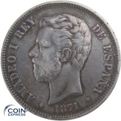 5 Pesetas Spanien 1871 Amadeo