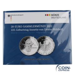 20 Euro Deutschland 2022 Annette von Droste-Hülshoff - Spiegelglanz