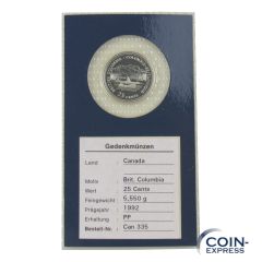 25 Cent Gedenkmünze Kanada 1992 - British Columbia