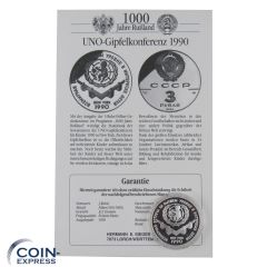 3 Rubel Gedenkmünze Russland 1990 - UNO Weltkindergipfel
