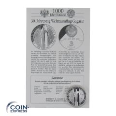 3 Rubel Gedenkmünze Russland 1991 - Juri Gagarin