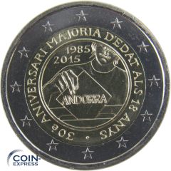 2 Euro Gedenkmünze Andorra 2015 Volljährigkeit