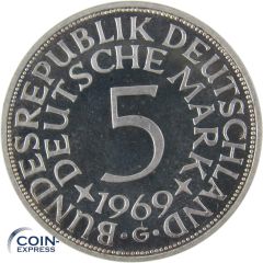 5 DM Münze Deutschland 1969 PP G - Silberadler