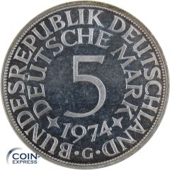 5 DM Münze Deutschland 1974 PP G - Silberadler