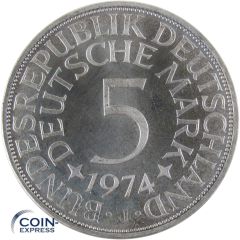 5 DM Münze Deutschland 1974 PP J - Silberadler