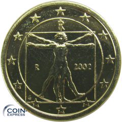 1 Euro Münze Italien 2002 vergoldet