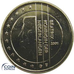 1 Euro Münze Niederlande 2001 vergoldet