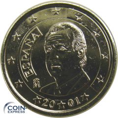 1 Euro Münze Spanien 2001 vergoldet