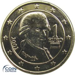 1 Euro Münze Österreich 2002 vergoldet