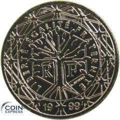 1 Euro Münze Frankreich 1999 vergoldet