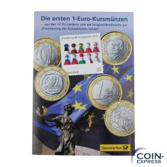 Die ersten 1-Euro-Kursmünzen 12x 1 Euro im Folder Deutsche Post