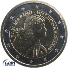 2 Euro Gedenkmünze San Marino 2019 Leonardo Da Vinci