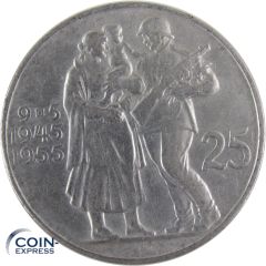 25 Kronen Gedenkmünze Tschechoslowakei 1955 - 10 Jahre Befreiung 25 Kronen Gedenkmünze Tschechoslowakei 1955 - 10 Jahre Befreiung