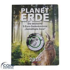 5x 5 Euro Deutschland 2019 Gemäßigte Zone ADFGJ im Folder
