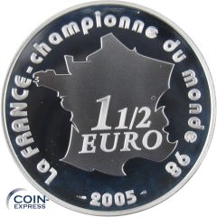 1 1/2 Euro Gedenkmünze Frankreich 2005 - Fußball Weltmeisterschaft