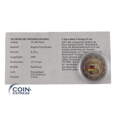 2 Euro Gedenkmünze Deutschland 2007 - Römische Verträge - D München - Farbmünze