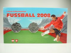2 x 5 Euro Gedenkmünze Österreich 2008 Fußball - im Folder 2 x 5 Euro Gedenkmünze Österreich 2008 Fußball - im Folder